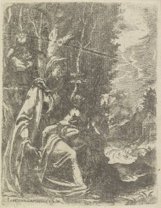 Heilige Familie mit dem jungen Johannes dem Täufer in einer Landschaft