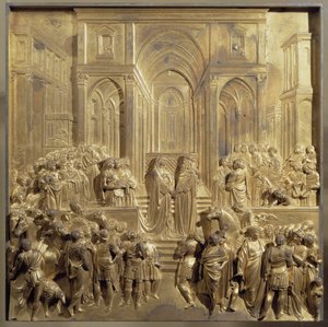 Das Treffen von König Salomo und der Königin von Saba. Originaltafel der Paradiespforte von Lorenzo Ghiberti