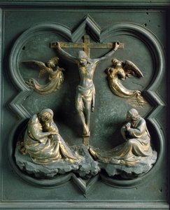 Nordtor (genannt Kreuztor, im Norden), Außendetail: Die Kreuzigung. Bronzeskulptur von Lorenzo Ghiberti von Lorenzo Ghiberti