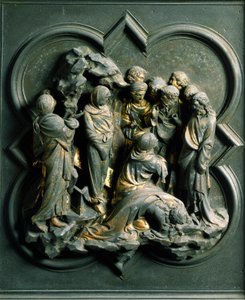 Nordtor, Außendetail: Die Auferweckung des Lazarus. Bronzeplastik von Lorenzo Ghiberti von Lorenzo Ghiberti