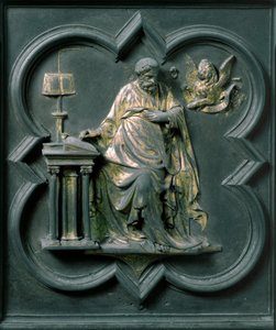 Nordtor (genannt Kreuztor, im Norden), Außendetail: Heiliger Markus. Bronzeskulptur von Lorenzo Ghiberti von Lorenzo Ghiberti