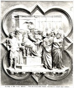 Pontius Pilatus wäscht seine Hände, Relief von den Türen des Baptisteriums, ca. 1403