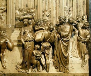 Die Geschichte von Joseph, Detail von der Originaltafel von den Osttüren des Baptisteriums von Lorenzo Ghiberti
