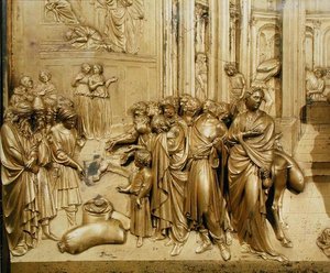 Die Geschichte von Joseph, Detail des Fundes des Silberbechers, vom Originalpanel der Osttüren des Baptisteriums von Lorenzo Ghiberti