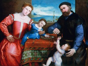 Giovanni della Volta mit seiner Frau und seinen Kindern von Lorenzo Lotto