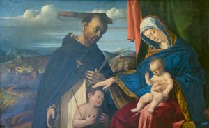 Madonna und Kind mit St. Peter Märtyrer von Lorenzo Lotto