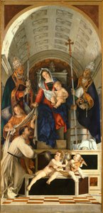 Madonna mit Kind und Heiligen Dominikus, Gregor und Urban, Haupttafel des San Domenico Altarbildes aus Recanati