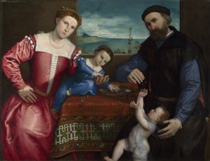 Porträt von Giovanni della Volta mit seiner Frau und seinen Kindern von Lorenzo Lotto