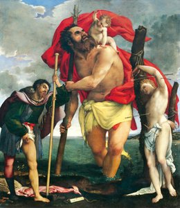 St. Christophorus zwischen den Heiligen Rochus und Sebastian von Lorenzo Lotto