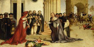 St. Dominikus erweckt Napoleone Orsini zum Leben von Lorenzo Lotto