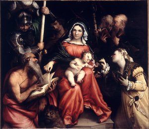 Die mystische Hochzeit der Heiligen Katharina, 1524 von Lorenzo Lotto