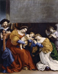 Die mystische Hochzeit der Heiligen Katharina mit dem Stifter Niccolò Bonghi von Lorenzo Lotto