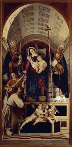 Die Jungfrau und das Kind mit der heiligen Dominica, dem heiligen Gregor und dem heiligen Urban - Zentralteil des Recanati-Polyptychons