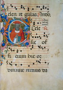 Illuminierte Initiale mit der Figur des Heiligen Hieronymus (Corale 5, c. 138), für Chorbuch 5 von Santa Maria degli Angeli