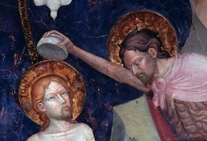 Johannes der Täufer tauft Jesus, (Detail) von Lorenzo Salimbeni