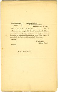 Allgemeine Befehle, Nr. 11, Kriegsministerium, Büro des Generaladjutanten, Washington, 23. April 1861 von Lorenzo Thomas