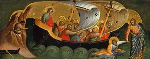 Christus rettet Petrus vor dem Ertrinken, Predella-Panel, ca. 1370