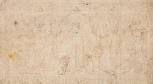 Entwurf für ein Antependium: Die Madonna della Misericordia mit den Heiligen Johannes dem Täufer..., ca. 1370