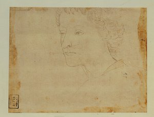 Porträt eines Jungen mit lockigem Haar, Dreiviertelansicht nach links von Lorenzo di Credi