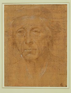 Porträt eines alten Mannes, frontal, mit Mütze von Lorenzo di Credi