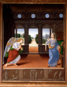 Die Verkündigung und die Geschichte von Adam und Eva von Lorenzo di Credi