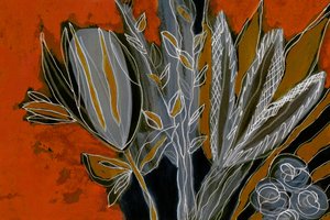 Graue und orangefarbene Botanicals von Lori Ann Folz