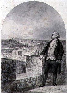 Honore Gabriel Riqueti, Graf von Mirabeau (1749-91) auf den Wällen von Paris, graviert von Philibert Langlois