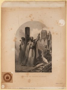 Supplice de Jacques de Molay, graviert von Jean-Charles Pardinel