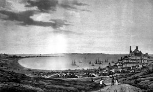Cannes und die Insel Sainte Marguerite von Louis Ambroise (after) Garneray