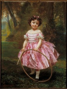 Mademoiselle Ehrler: Kleines Mädchen spielt mit einem Reifen von Louis Antoine Leon Riesener