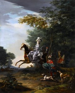 Marie-Antoinette auf der Jagd mit Hunden