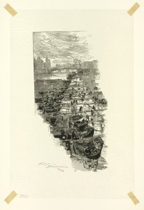 Apfelmarkt, gesehen von der Pont Louis-Philippe, Platte sieben aus Le Long de la Seine et des Boulevards von Louis Auguste Lepère