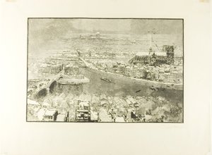 Paris im Schnee, gesehen vom Turm von Saint-Gervais