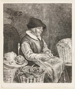 Oude vrouw boontjes doppend (1780, Rijksmuseum Amsterdam) von Louis Bernard Coclers