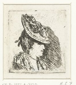 Kopfstudie einer jungen Frau mit Hut von Louis Bernard Coclers