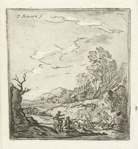 Landschaft mit Reiter und Hirte von Louis Bernard Coclers