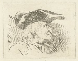 Männerkopf mit Hut im Profil nach rechts von Louis Bernard Coclers