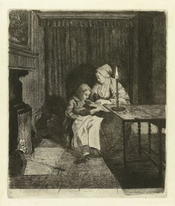 Mutter unterrichtet ihren Sohn