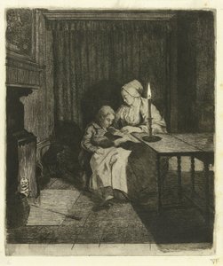 Mutter unterrichtet ihren Sohn