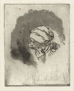 Studienblatt mit dem Kopf eines essenden Mädchens im Profil nach links von Louis Bernard Coclers