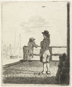 Zwei Matrosen warten im Hafen von Louis Bernard Coclers