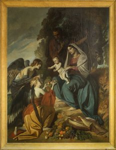 Engel füttern die Heilige Familie
