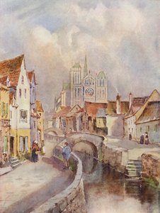 Ein Blick auf Amiens, mit der Kathedrale in der Ferne von Louis Burleigh Bruhl