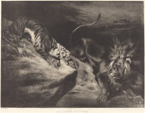 Der Löwe und der Tiger von Louis Candide Boulanger after Eugène Delacroix