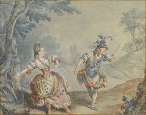 Marie Allard und Jean Dauberval im Opéra-Ballet Silvie von Louis Carrogis dit Carmontelle
