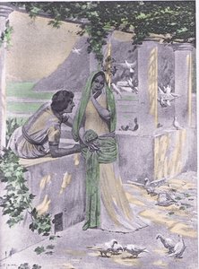Restituta, Illustration aus Decameron von Boccaccio, veröffentlicht von Navarre Society 1930er Jahre (Litho)