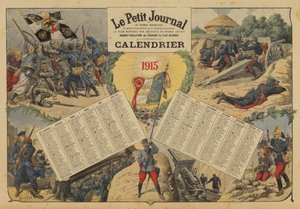 Kalender für 1915 mit Schlachtszenen des Ersten Weltkriegs