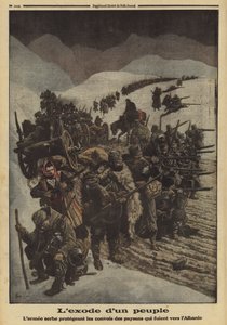 Exodus eines Volkes: Die serbische Armee schützt eine Kolonne von Bauern, die nach Albanien fliehen, Erster Weltkrieg