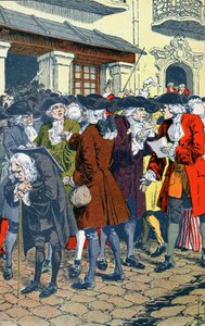 Menschenmenge vor der Law-Bank von Louis Charles Bombled