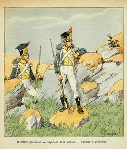 Illustration aus dem Buch „The Memorial of Saint Helene“ von Graf Emmanuel de Las Cases: Polnische Infanterie; Regiment der Weichsel; Füsilier und Grenadier von Louis Charles Bombled